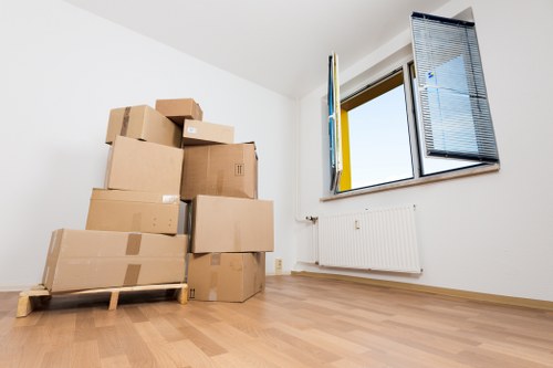 Boxes and furniture prepared for removals and storage in Millhill